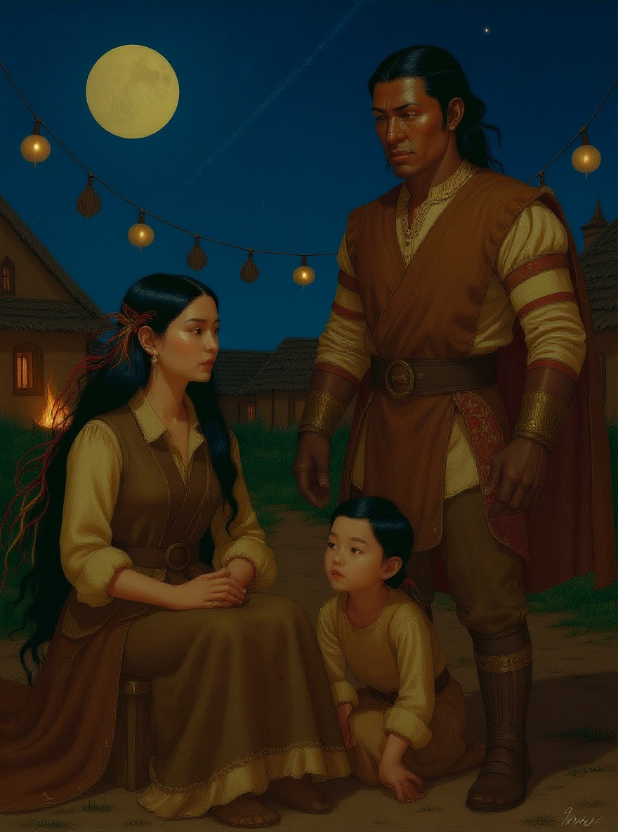 A child leads Hawks and Song Ching toward the bride, who watches with calm understanding.