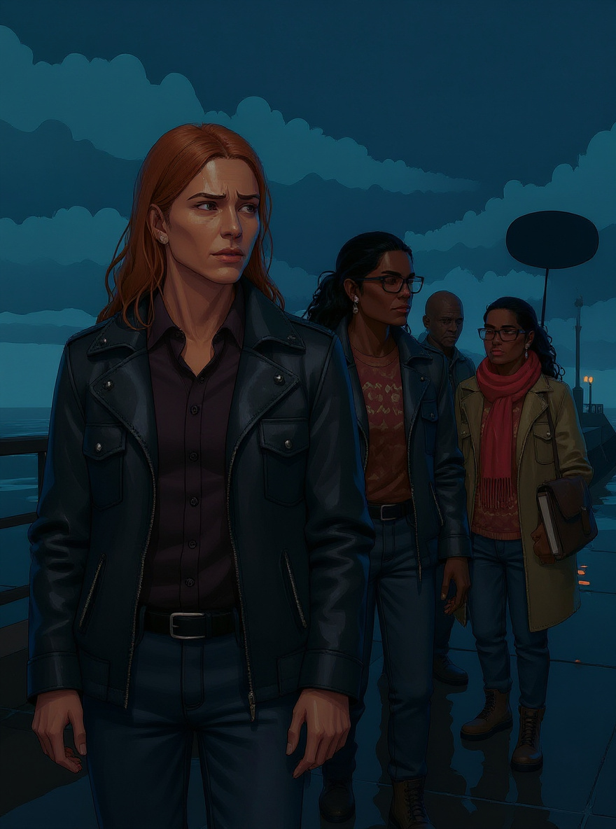 Aislyn, at the edge, soaked, clutching her hoodie, voice wavering as she faces the others.