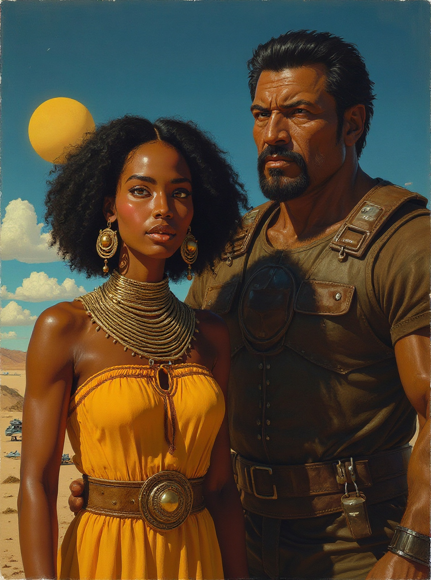 Manka and Raven scan the horizon, tense, as colonists lead the crew.