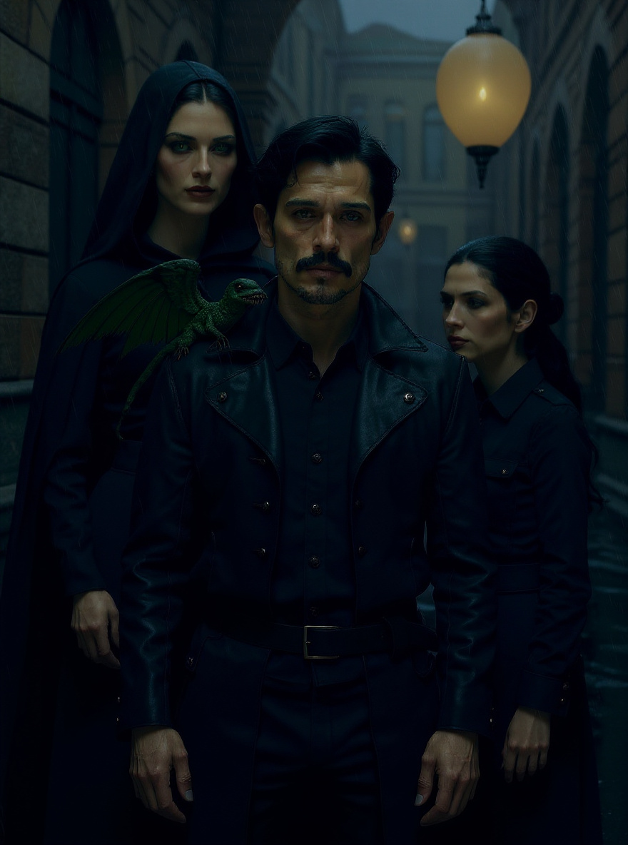 Vlad watches nervously, Loiosh perched on his shoulder, both silent.