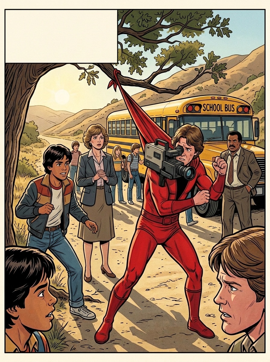 Pam notices Mrs. Halloran aiming a camcorder at the sky, concern crossing her face.