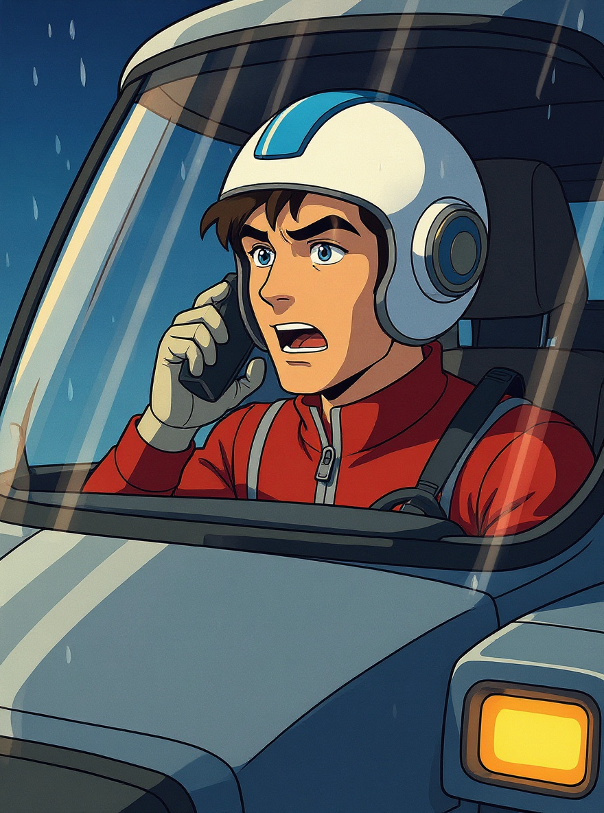 Matt, in Spectrum helmet, yells into the comm as Gloria dodges a blast.