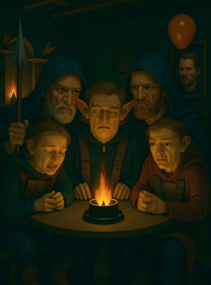 Back inside the inn, the Scout sits alone in the fire’s glow, frustrated, plotting.
