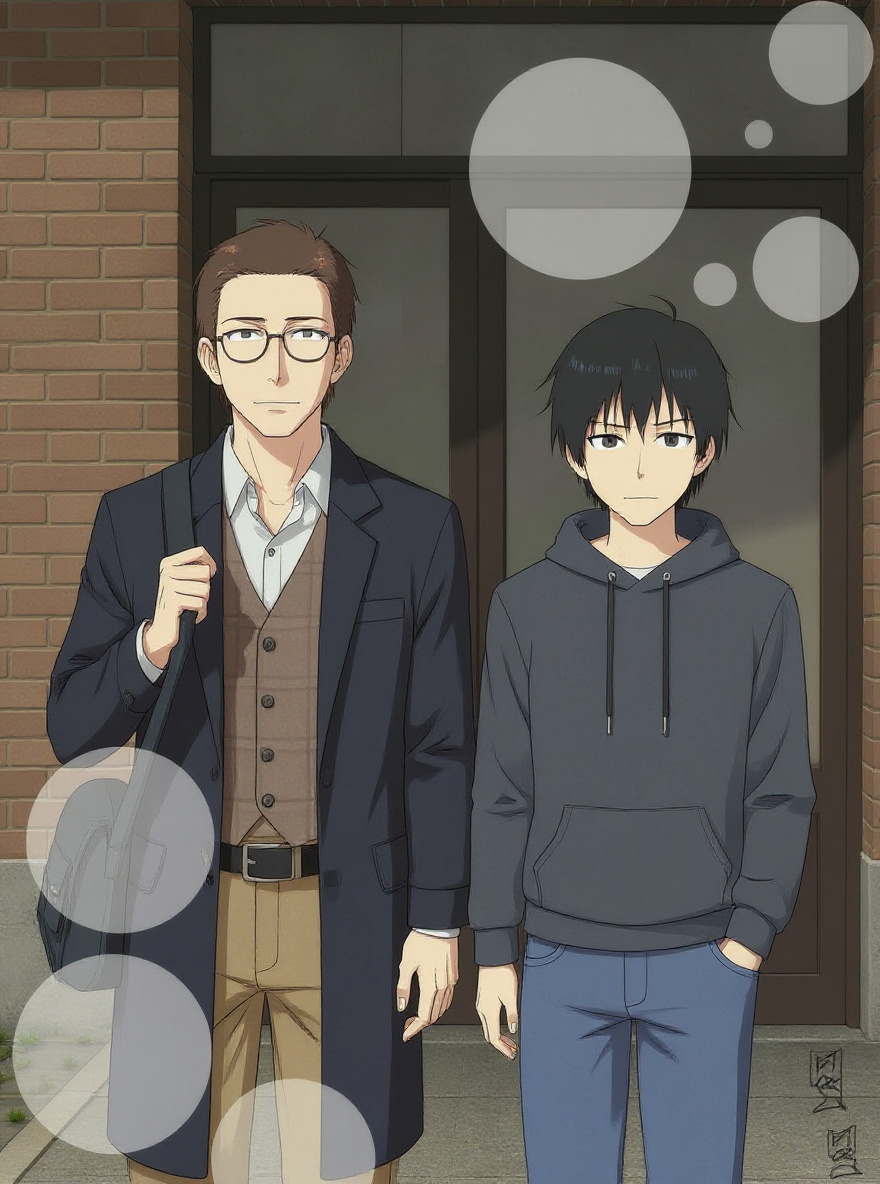 Haraken scans the AR shimmer, worried; Isako stands nearby, arms crossed, watching.