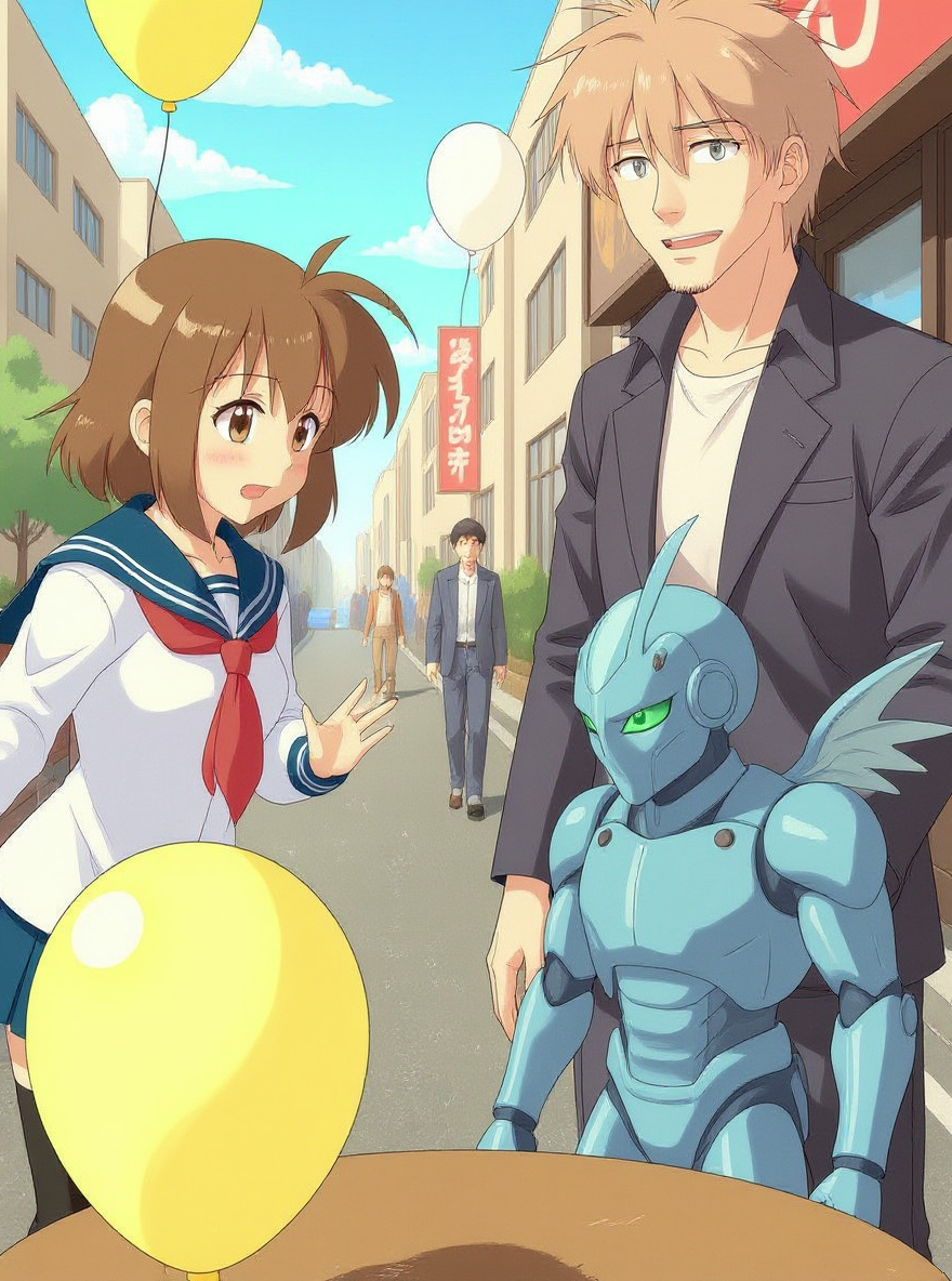 Close-up: Layer surface as Hikaru and Sumi's blue-armor Angel face off. Referee's hand raised.