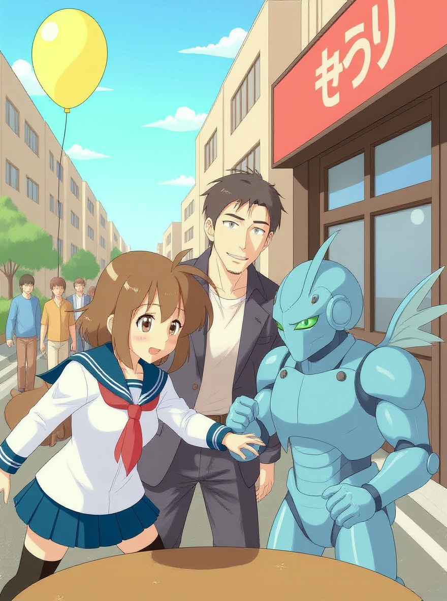 Hikaru dodges a heavy blow from the blue Angel, barely keeping balance on the glowing Layer.