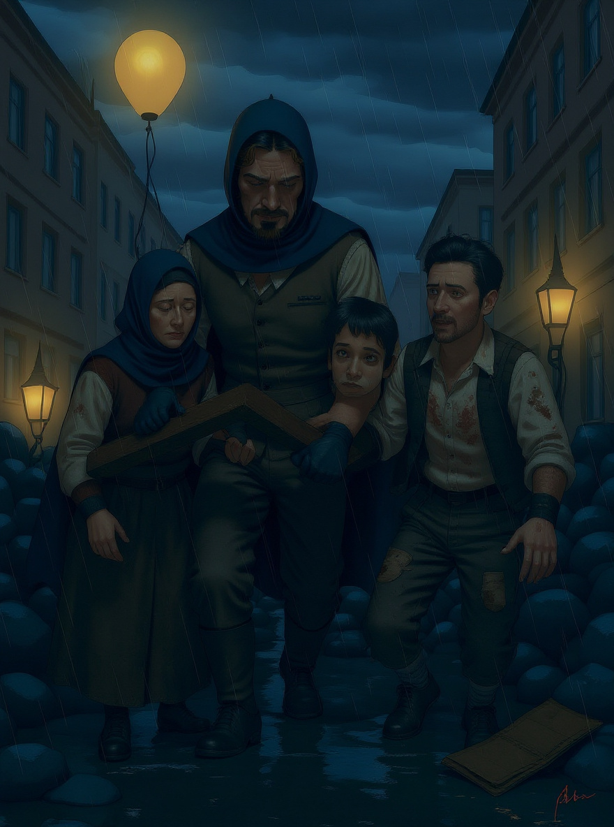 Escapist gently helps the family out of the hole, guiding them with steady hands.