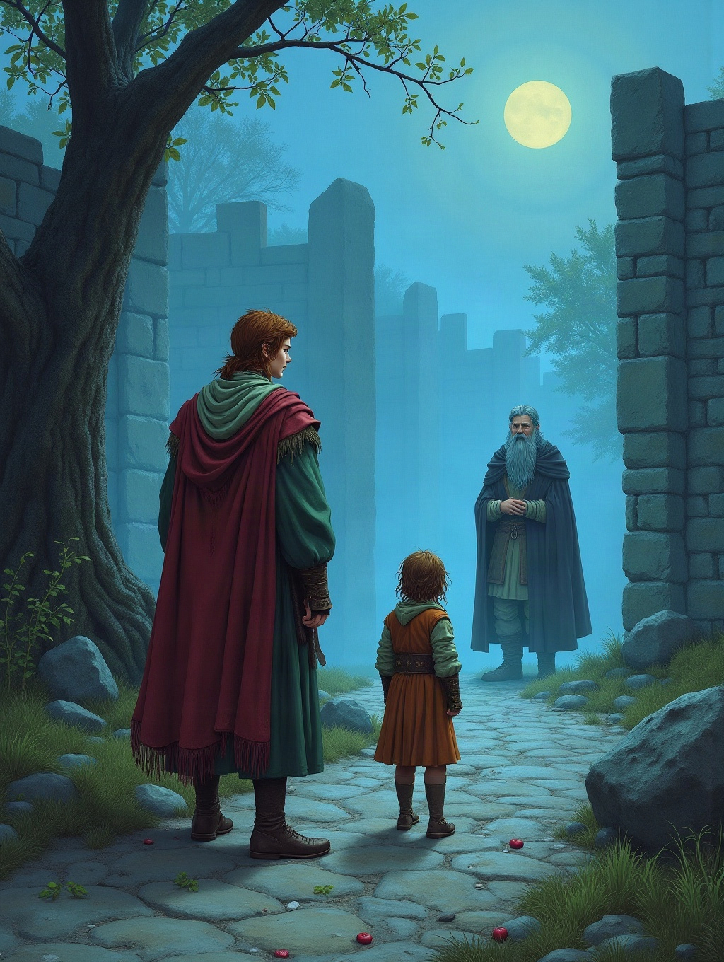 Garion pulls the arrow free; blood stains the grass, but the wound closes as he watches.
